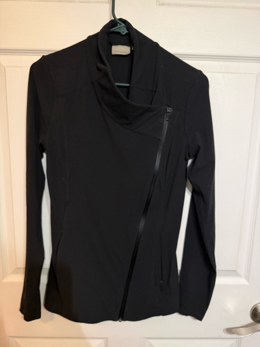 Athleta Black Asymmetrical Zip Jacket Size Small